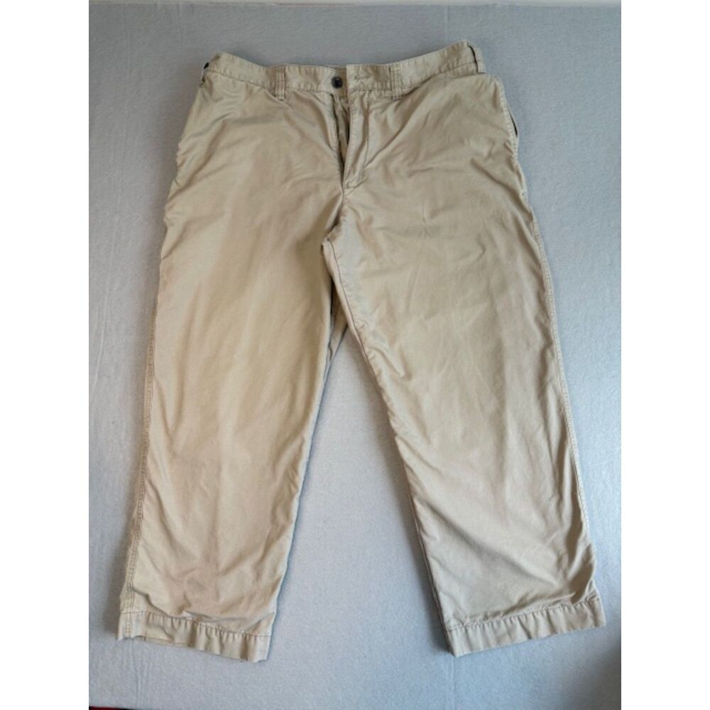 Eddie Bauer Men's Flannel Lined Khaki Flat Front Pants Relaxed Fit 40x30 Cotton